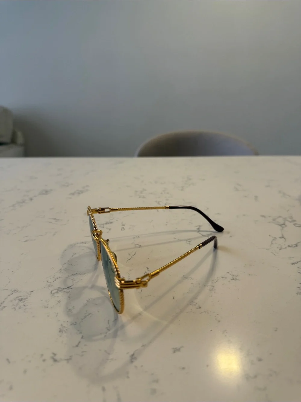 Vintage Gold Frame Sunglasses with Light Green Lenses